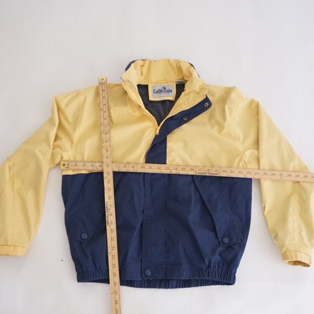Vintage '90s California Outerwear Navy Yellows Nautical Stowaway Hood Jacket L